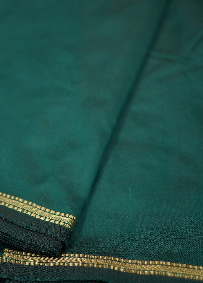 Green Kanjivaram Silk Saree Without Blouse Piece - Indian Silk House Agencies