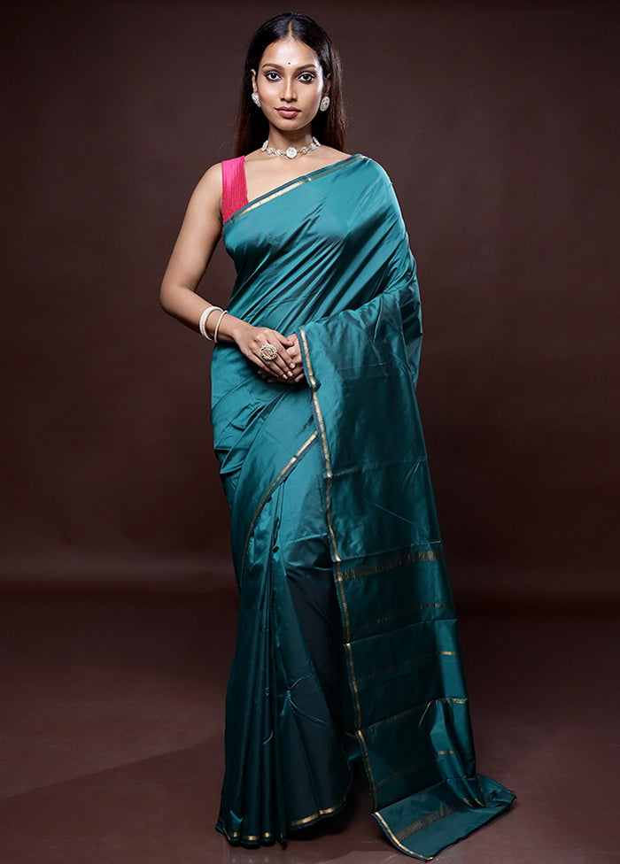 Green Kanjivaram Silk Saree Without Blouse Piece - Indian Silk House Agencies