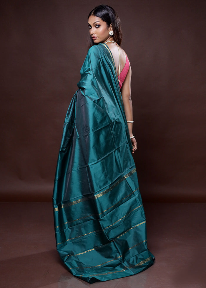 Green Kanjivaram Silk Saree Without Blouse Piece - Indian Silk House Agencies