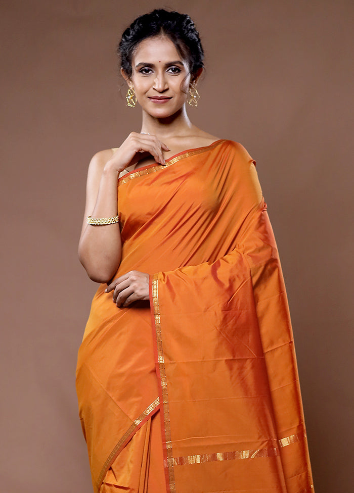 Brown Kanjivaram Silk Saree With Blouse Piece - Indian Silk House Agencies