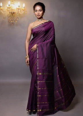 Purple Kanjivaram Silk Saree With Blouse Piece