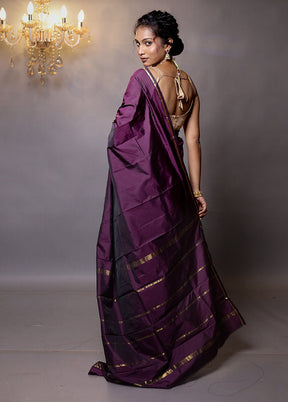 Purple Kanjivaram Silk Saree With Blouse Piece