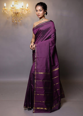 Purple Kanjivaram Silk Saree With Blouse Piece