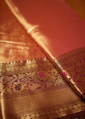 Pink Kanjivaram Silk Saree With Blouse Piece - Indian Silk House Agencies