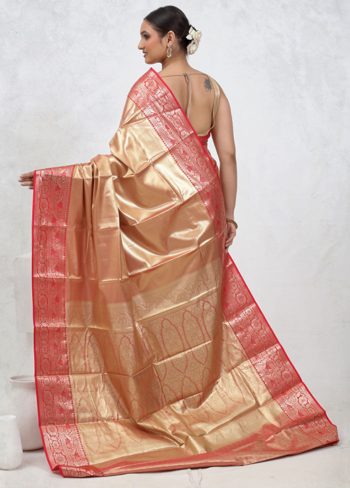 Yellow Kanjivaram Silk Saree With Blouse Piece