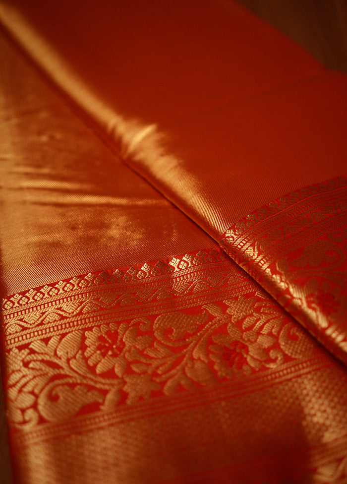 Red Kanjivaram Silk Saree With Blouse Piece - Indian Silk House Agencies