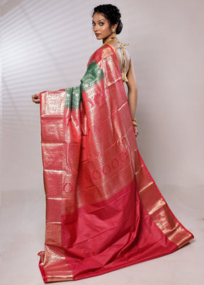 Green Kanjivaram Silk Saree With Blouse Piece - Indian Silk House Agencies