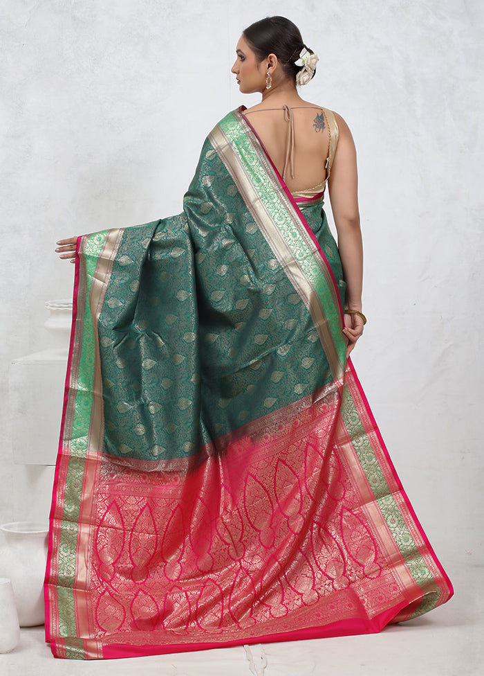 Green Kanjivaram Silk Saree With Blouse Piece