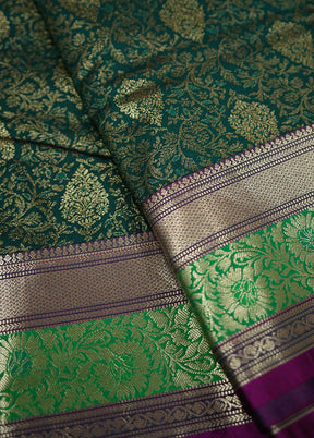 Green Kanjivaram Silk Saree With Blouse Piece - Indian Silk House Agencies