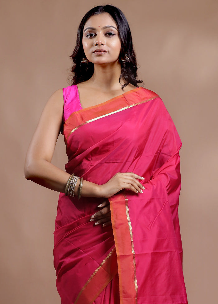 Pink Kanjivaram Silk Saree With Blouse Piece - Indian Silk House Agencies