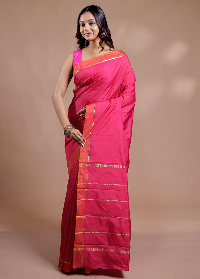 Pink Kanjivaram Silk Saree With Blouse Piece - Indian Silk House Agencies