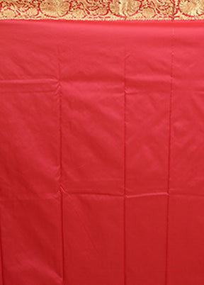 Pink Kanjivaram Silk Saree With Blouse Piece