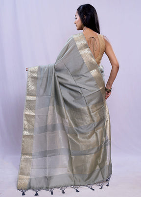 Grey Cotton Saree With Blouse Piece - Indian Silk House Agencies