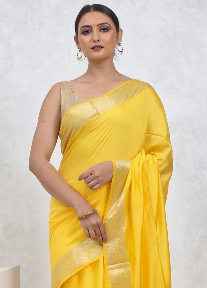 Yellow Cotton Saree With Blouse Piece