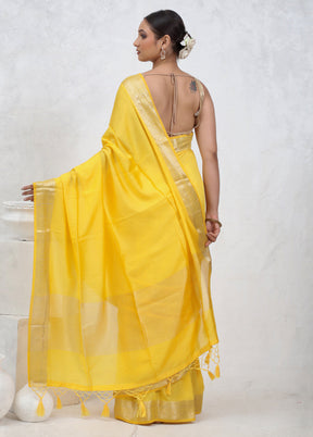 Yellow Cotton Saree With Blouse Piece - Indian Silk House Agencies