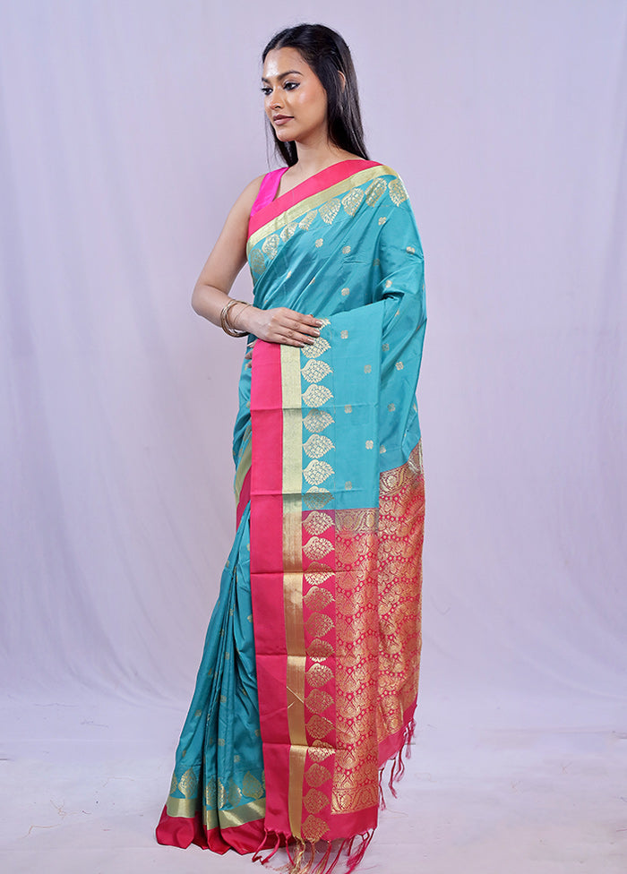 Green Kanjivaram Silk Saree With Blouse Piece - Indian Silk House Agencies