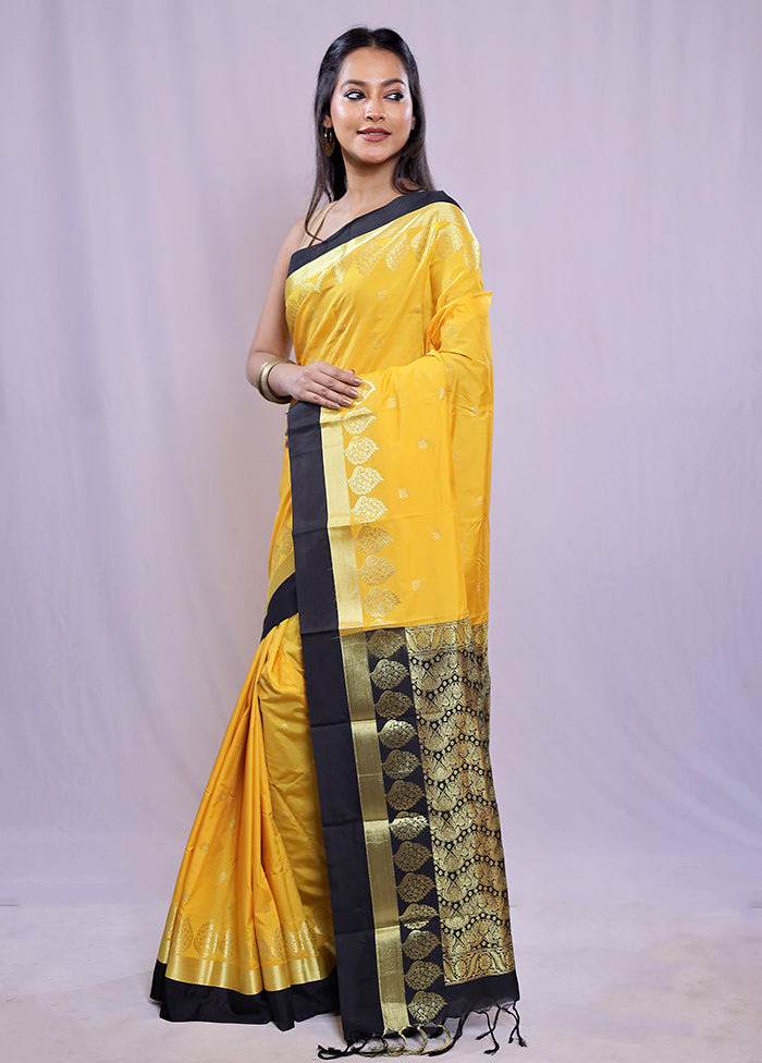 Yellow Kanjivaram Silk Saree With Blouse Piece - Indian Silk House Agencies