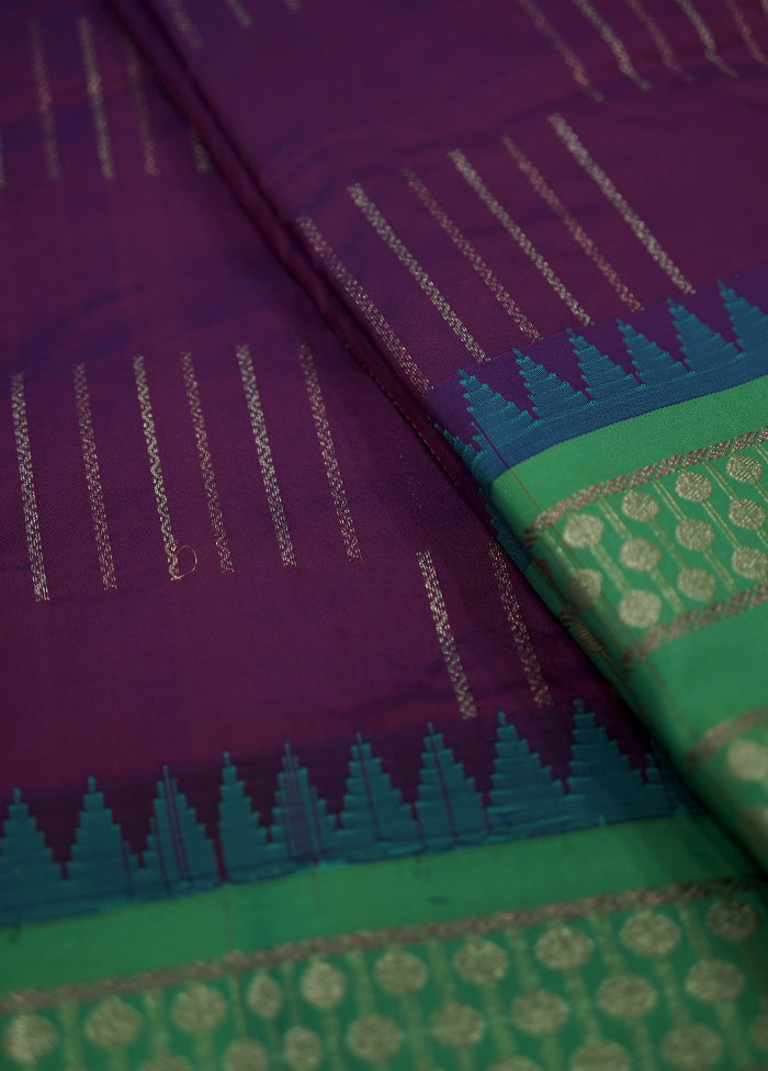 Purple Kanjivaram Silk Saree With Blouse Piece - Indian Silk House Agencies