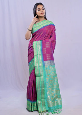 Purple Kanjivaram Silk Saree With Blouse Piece - Indian Silk House Agencies