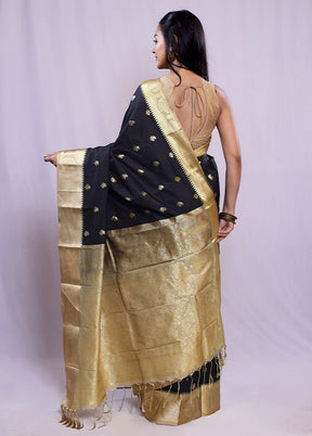 Black Kanjivaram Silk Saree With Blouse Piece - Indian Silk House Agencies