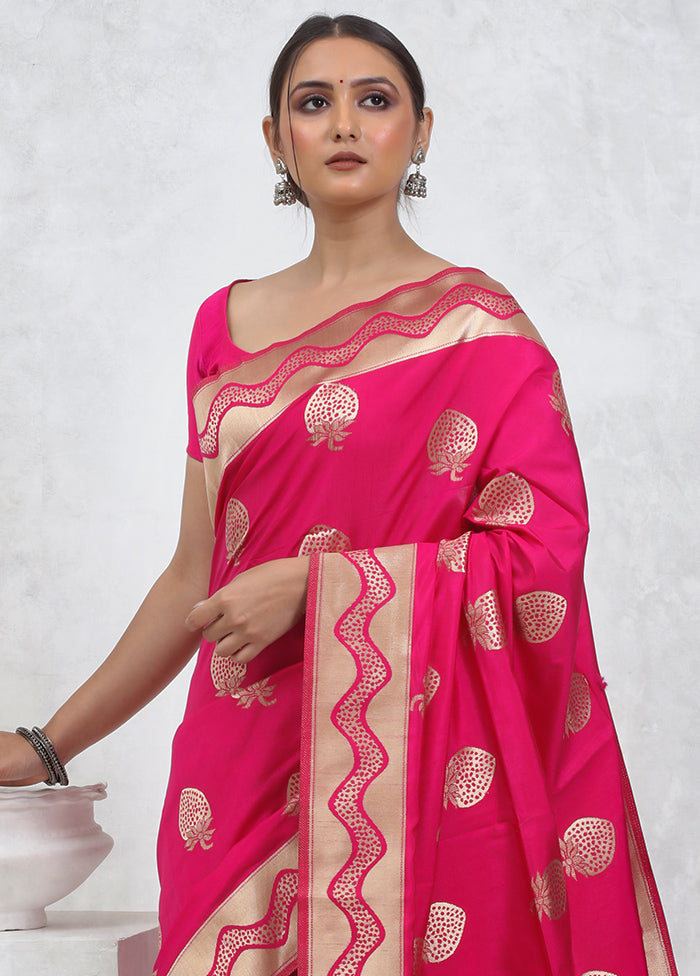 Pink Dupion Silk Saree With Blouse Piece