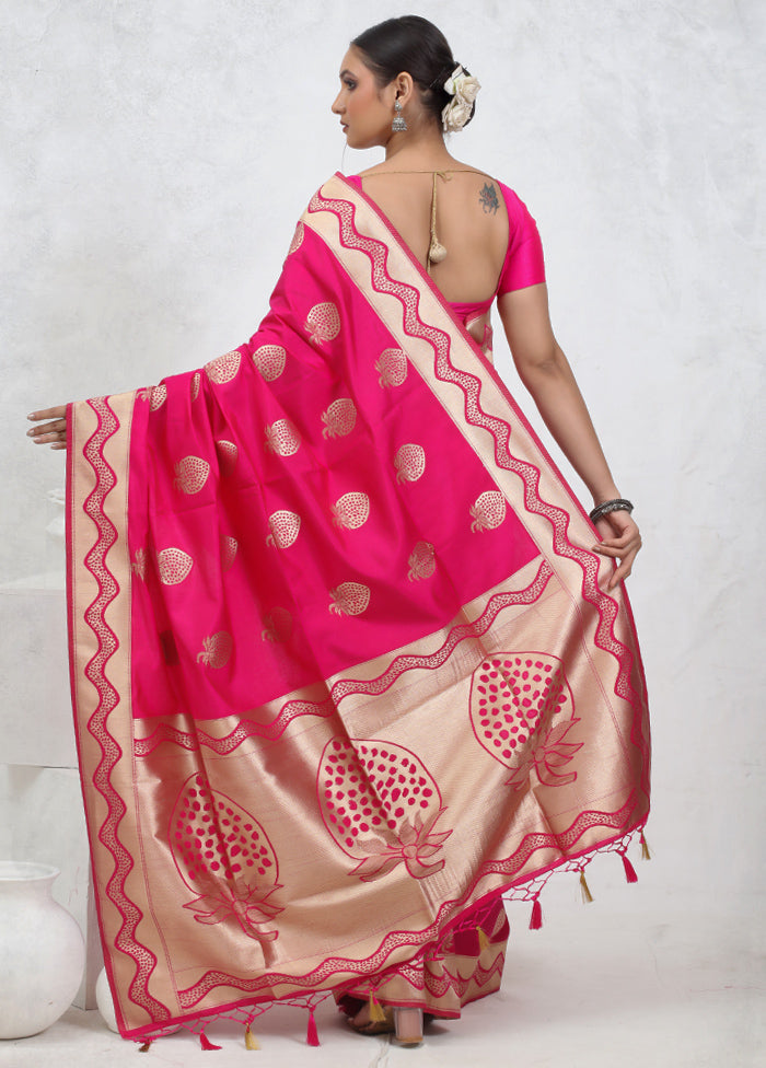 Pink Dupion Silk Saree With Blouse Piece - Indian Silk House Agencies