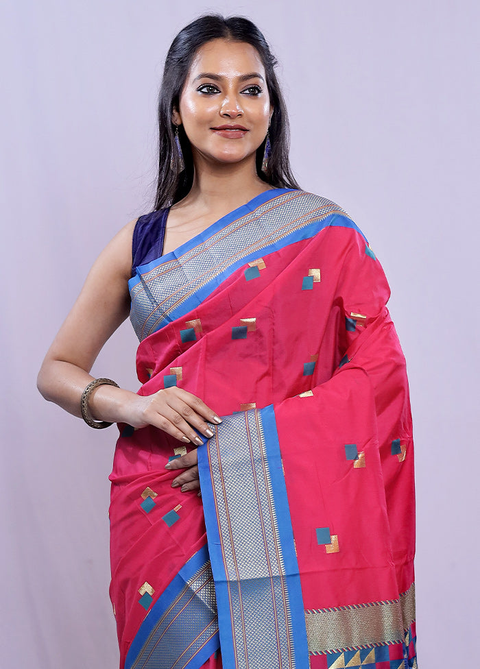 Pink Kanjivaram Silk Saree With Blouse Piece - Indian Silk House Agencies