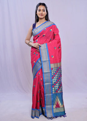 Pink Kanjivaram Silk Saree With Blouse Piece - Indian Silk House Agencies