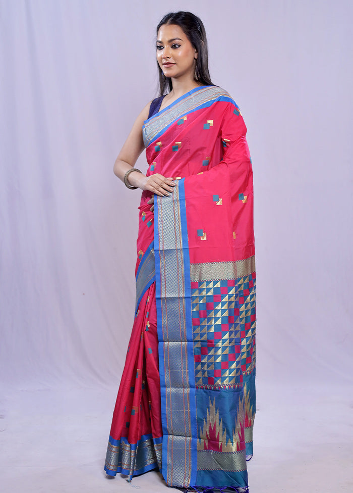 Pink Kanjivaram Silk Saree With Blouse Piece - Indian Silk House Agencies