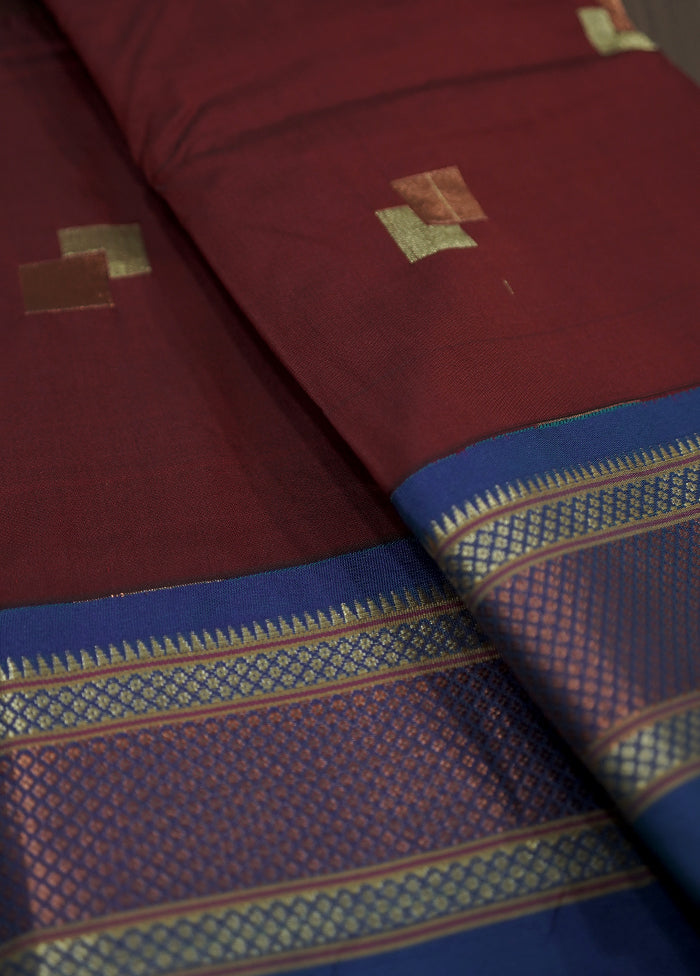 Maroon Kanjivaram Silk Saree With Blouse Piece - Indian Silk House Agencies