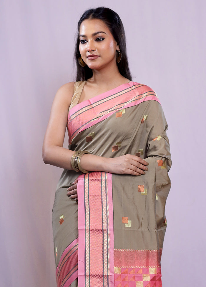 Grey Kanjivaram Silk Saree With Blouse Piece - Indian Silk House Agencies