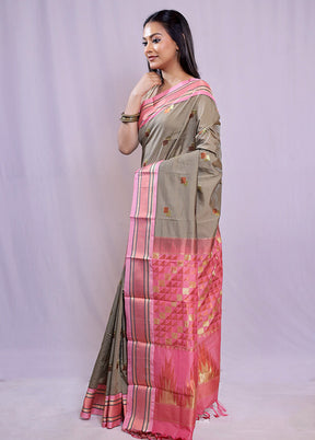 Grey Kanjivaram Silk Saree With Blouse Piece - Indian Silk House Agencies