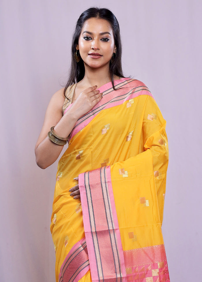 Yellow Kanjivaram Silk Saree With Blouse Piece - Indian Silk House Agencies