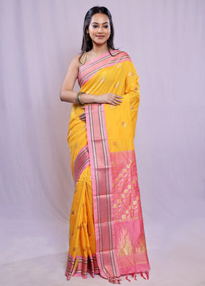 Yellow Kanjivaram Silk Saree With Blouse Piece - Indian Silk House Agencies