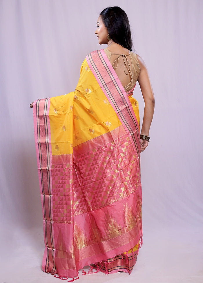 Yellow Kanjivaram Silk Saree With Blouse Piece - Indian Silk House Agencies