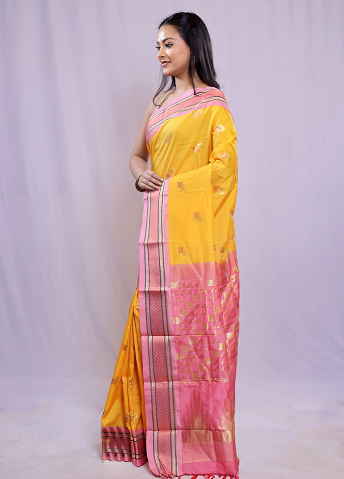 Yellow Kanjivaram Silk Saree With Blouse Piece - Indian Silk House Agencies