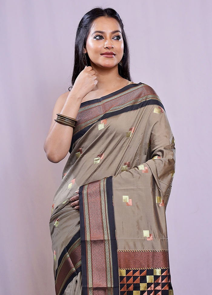 Grey Kanjivaram Silk Saree With Blouse Piece - Indian Silk House Agencies