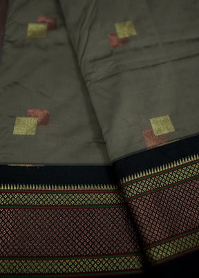 Grey Kanjivaram Silk Saree With Blouse Piece - Indian Silk House Agencies