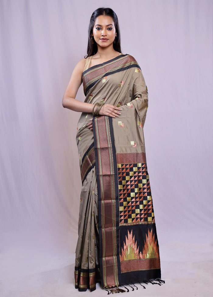 Grey Kanjivaram Silk Saree With Blouse Piece - Indian Silk House Agencies