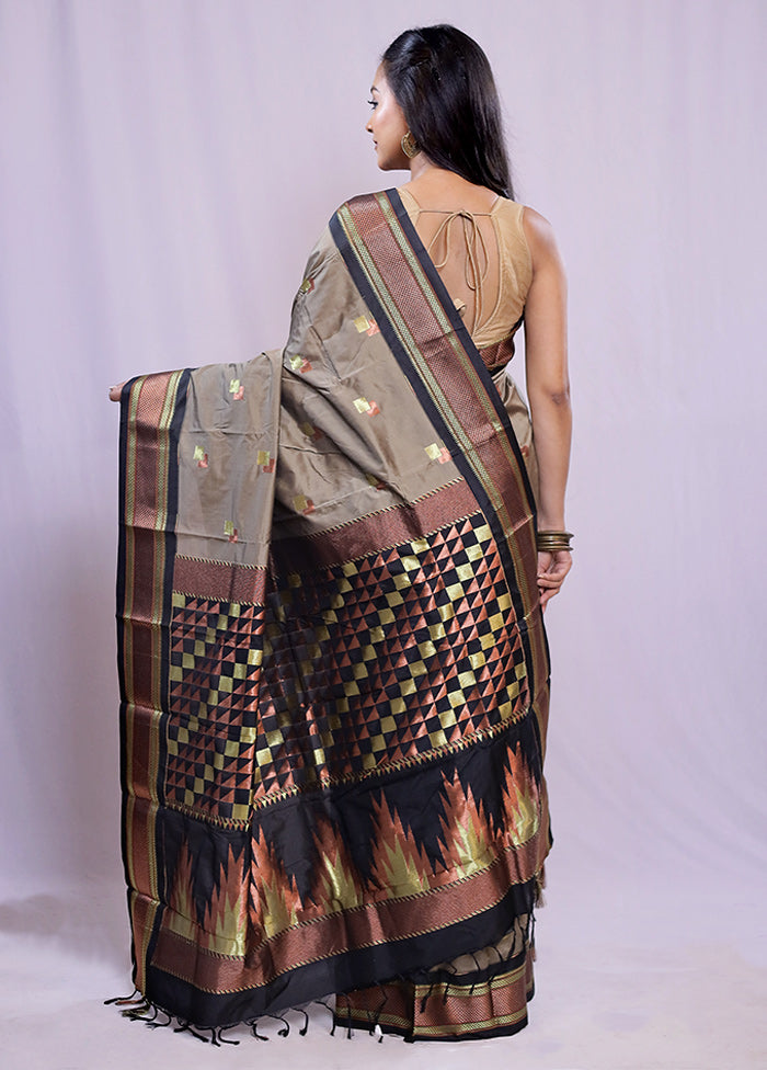 Grey Kanjivaram Silk Saree With Blouse Piece - Indian Silk House Agencies