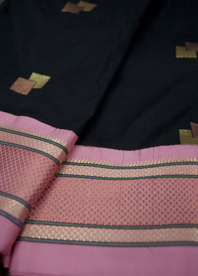 Black Kanjivaram Silk Saree With Blouse Piece - Indian Silk House Agencies