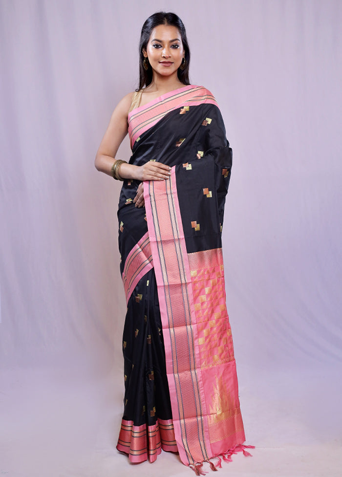 Black Kanjivaram Silk Saree With Blouse Piece - Indian Silk House Agencies