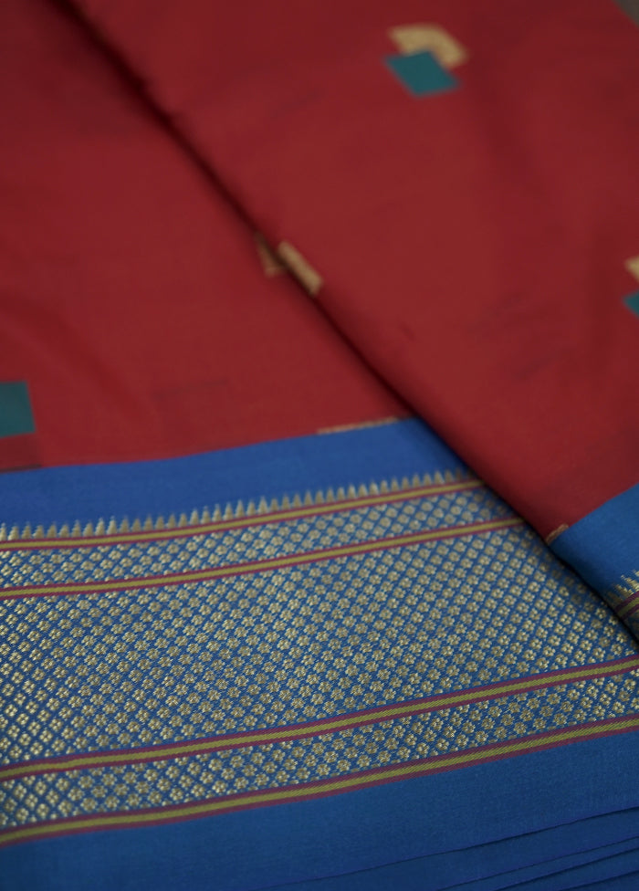 Red Kanjivaram Silk Saree With Blouse Piece - Indian Silk House Agencies