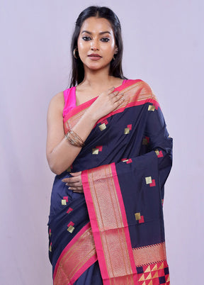 Blue Kanjivaram Silk Saree With Blouse Piece - Indian Silk House Agencies