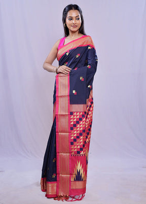 Blue Kanjivaram Silk Saree With Blouse Piece - Indian Silk House Agencies