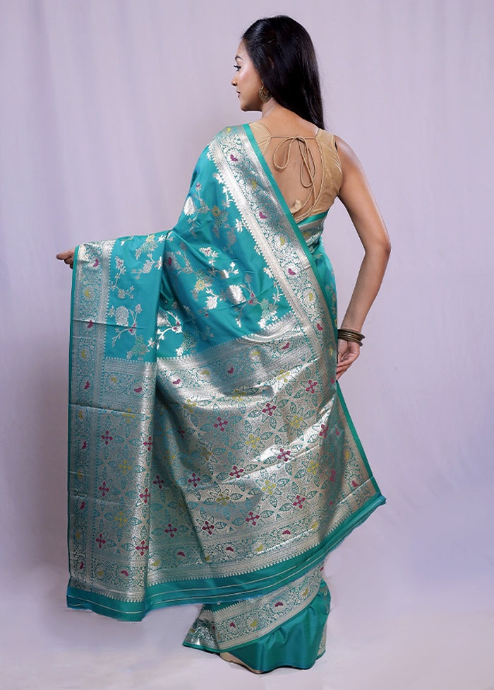 Green Dupion Silk Saree With Blouse Piece - Indian Silk House Agencies