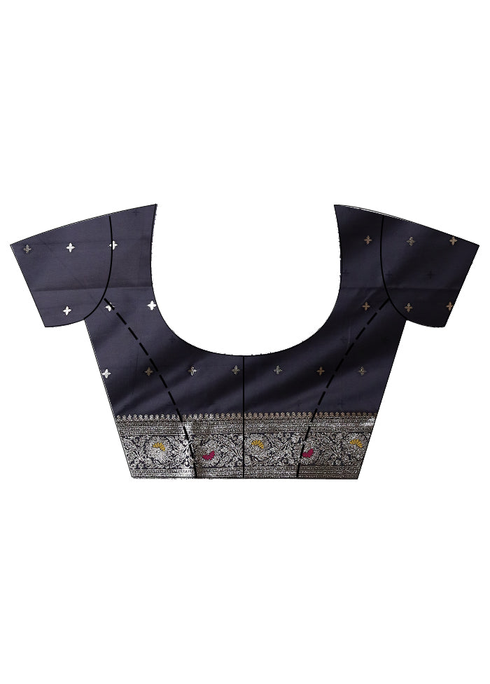 Black Dupion Silk Saree With Blouse Piece - Indian Silk House Agencies