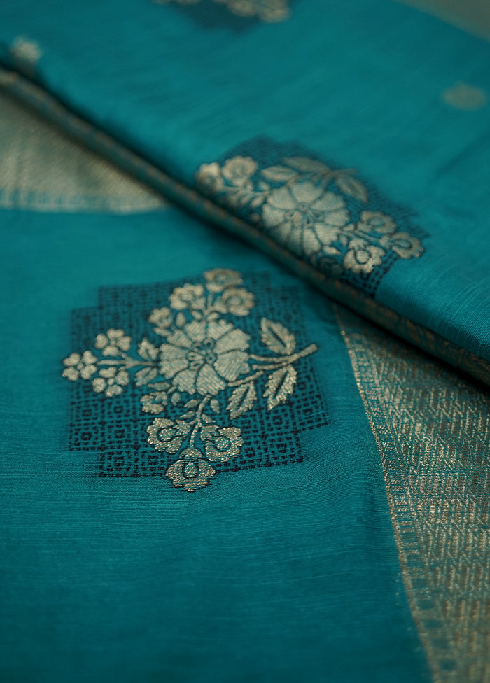 Green Dupion Silk Saree With Blouse Piece - Indian Silk House Agencies