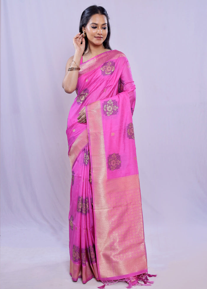 Pink Dupion Silk Saree With Blouse Piece - Indian Silk House Agencies