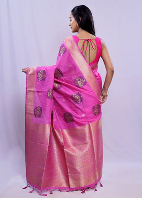 Pink Dupion Silk Saree With Blouse Piece - Indian Silk House Agencies